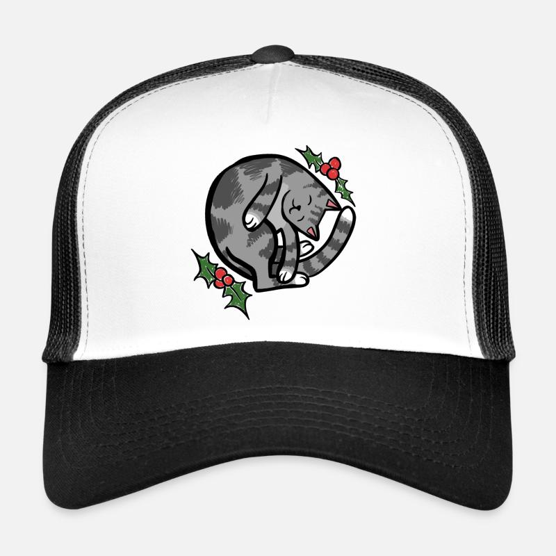 Cozy Sleepy Cat with Holly Trucker Cap