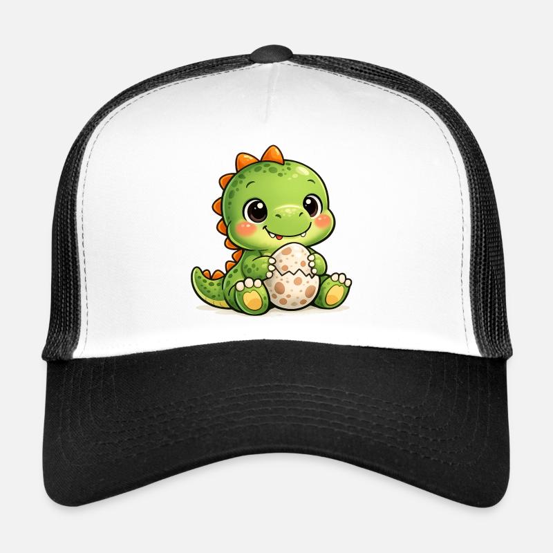 Dino avec œuf - Casquette trucker  - blanc/noir