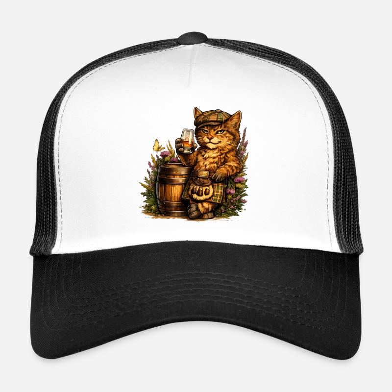 Schottische Wildkatze mit Whiskyfass Trucker Cap
