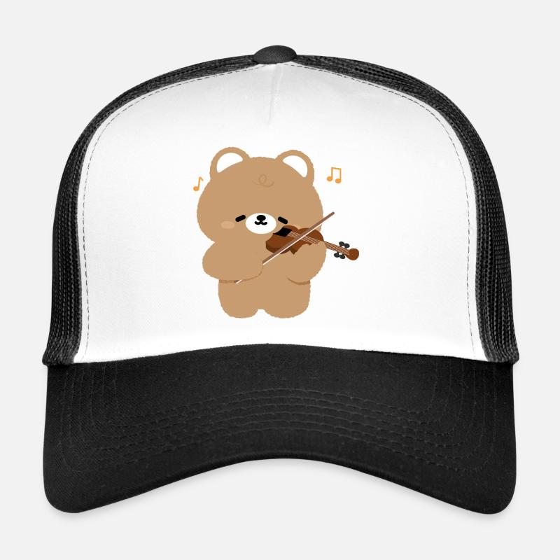Bear Violinist Charm - Trucker Cap - white/black