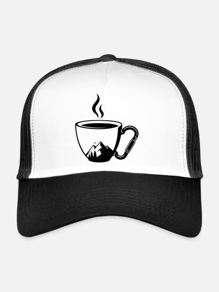 Montagnes Coffee Cup Carabiner en plein air - Casquette trucker  - blanc/noir - Devant