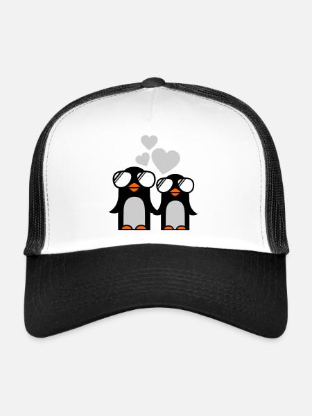 penguins fallen in love - Trucker Cap - white/black - Front