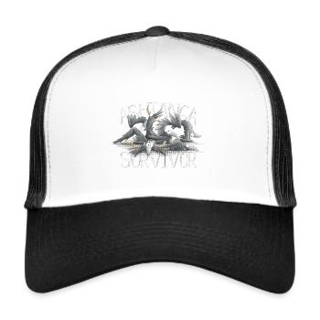 Survivant de l’Ashtanga ! Drôle de sports Corbeaux Power Yoga - Casquette trucker  - blanc/noir - Devant