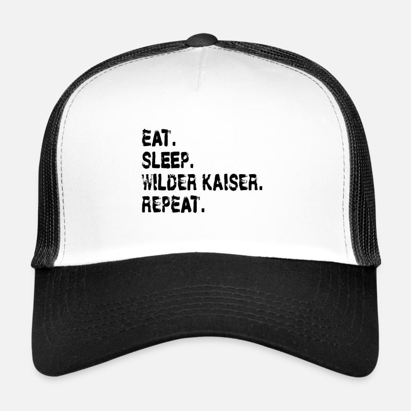 Eat sleep Wilder Kaiser repeat Wandern Bergsteigen - Trucker Cap - Weiß/Schwarz