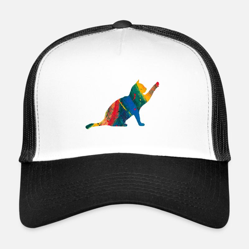 Chat - Casquette trucker  - blanc/noir