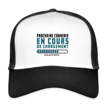humour noir, cadeau en cours d'exécution, connerie - Casquette trucker  - blanc/noir - Devant