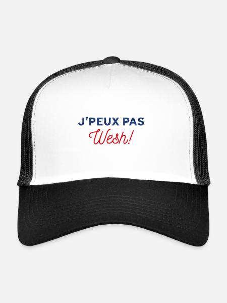 J'peux pas wesh - Casquette trucker  - blanc/noir - Devant