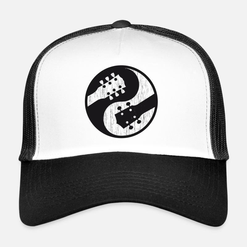 E-Gitarre Ukulele vs abgenutzten yinyang - Trucker Cap - Weiß/Schwarz