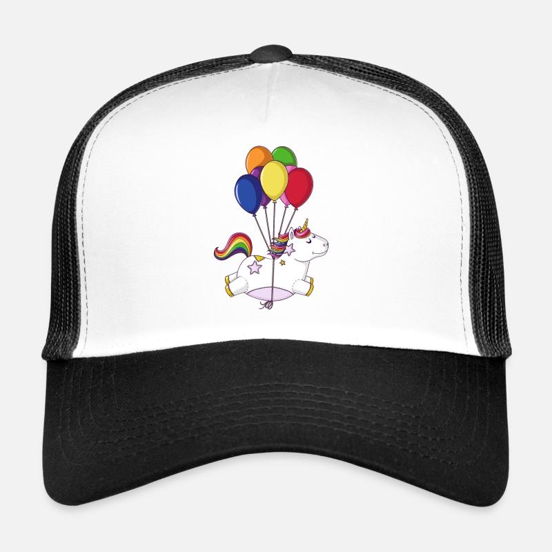 Fliegendes Regenbogen Comic Einhorn Ballons Trucker Cap
