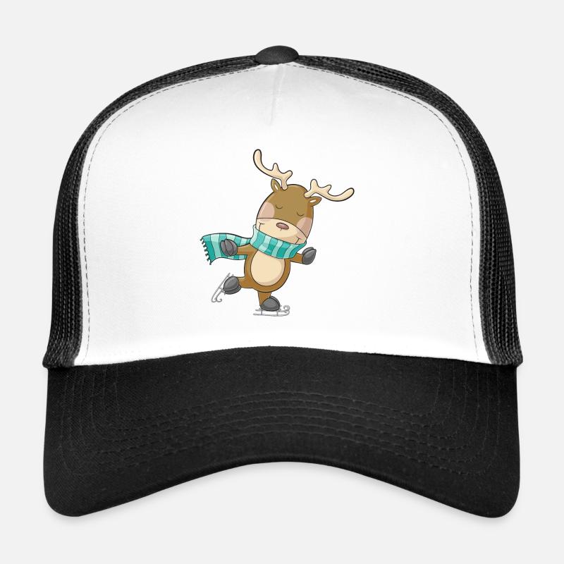 Patinage de rennes comique mignon - Casquette trucker  - blanc/noir
