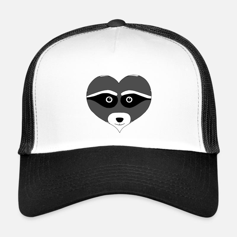 Herz-Waschbaer - Trucker Cap - Weiß/Schwarz