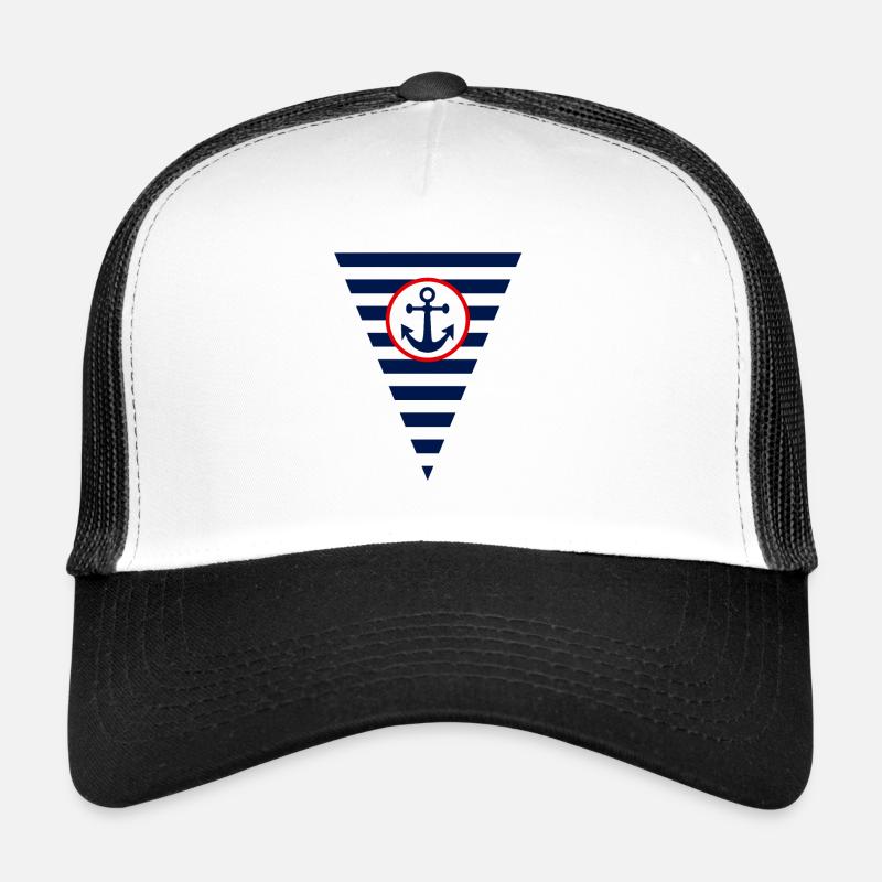 Flagge,Anker, maritim - Trucker Cap - Weiß/Schwarz