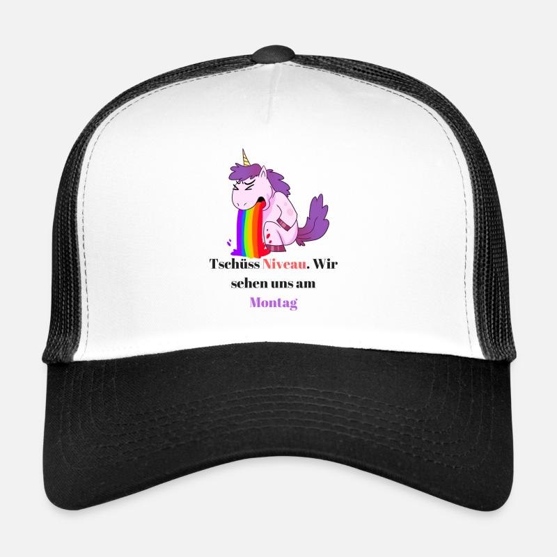 Einhorn Comic Sprüche Design - Trucker Cap - Weiß/Schwarz