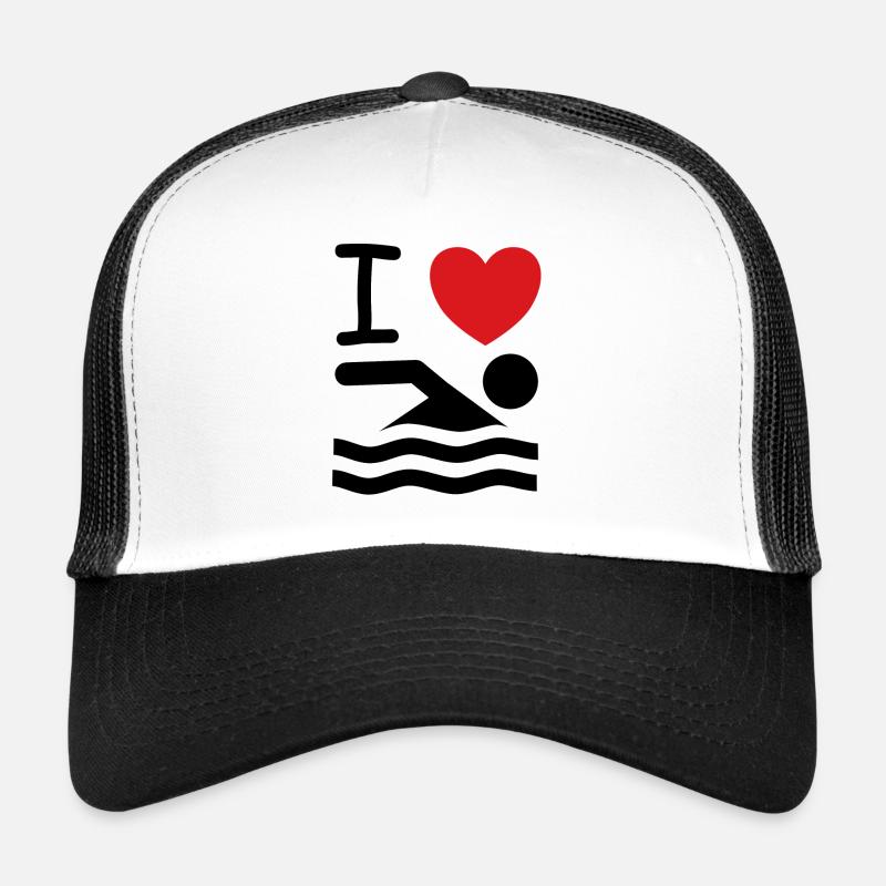 I love swim saying gift idea - Trucker Cap - white/black