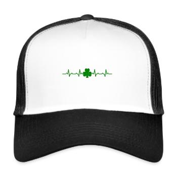 Heartbeats Irish Clover Heart Rate - Trucker Cap - Weiß/Schwarz - Vorne