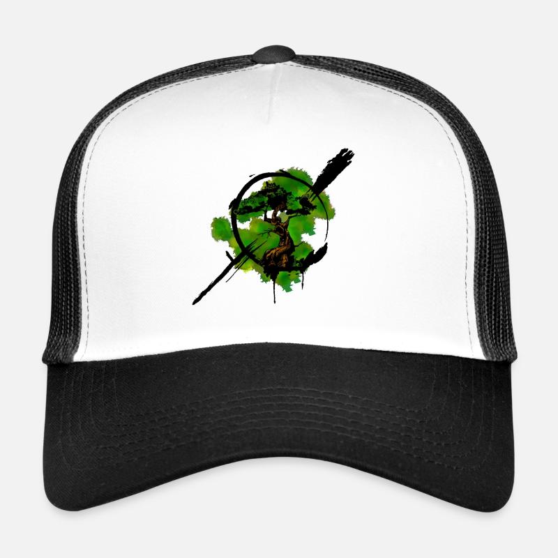 Japanese bonsai miniature tree gardener gift - Trucker Cap - white/black