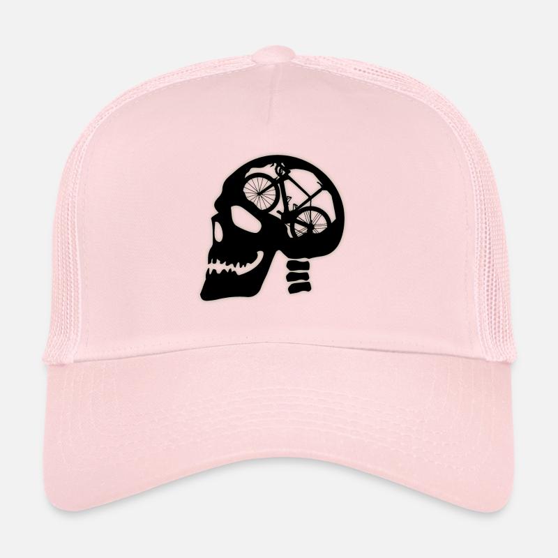 Skull with bicycle inside Trucker Cap