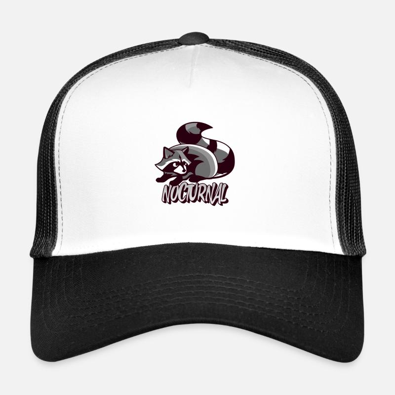 Waschbär Nächtliches Tiergeschenk - Trucker Cap - Weiß/Schwarz