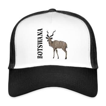 Botswana- Kudu Antilope - Safari - Afrika - Trucker Cap - Weiß/Schwarz - Vorne