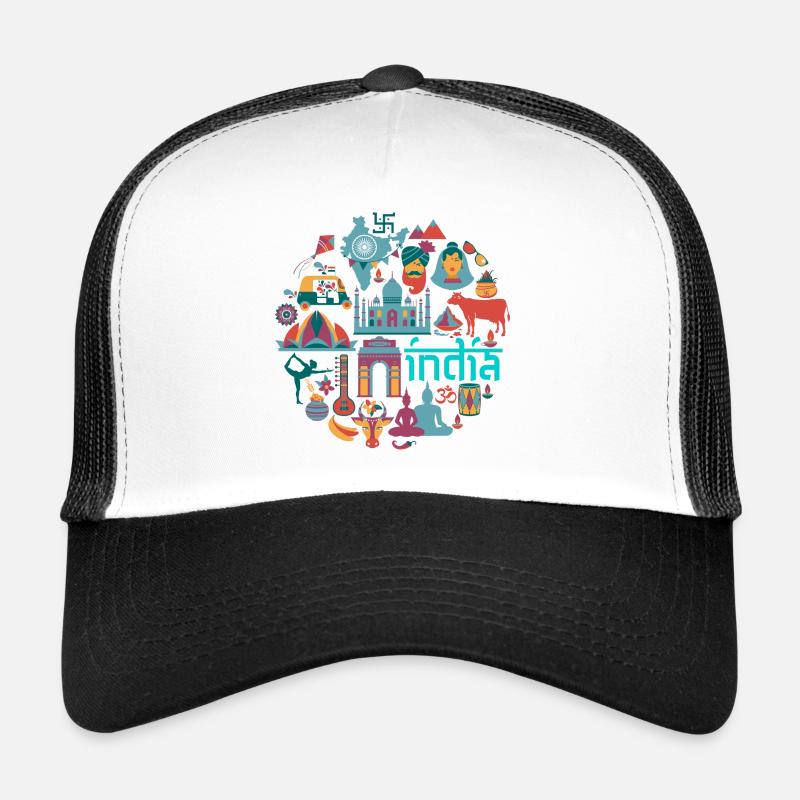 Inde - Casquette trucker  - blanc/noir