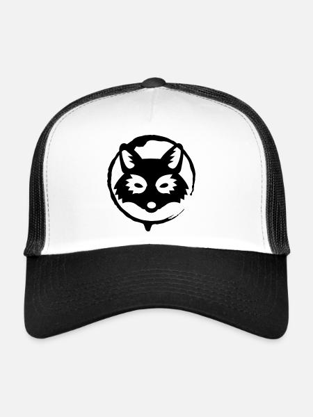Renard - Fox - Protection de la nature - Animal forestier - Casquette trucker  - blanc/noir - Devant