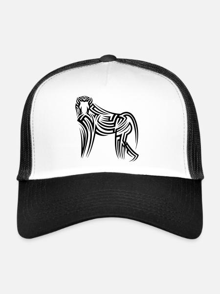 Tatouage tribal d’affe de singe - Casquette trucker  - blanc/noir - Devant
