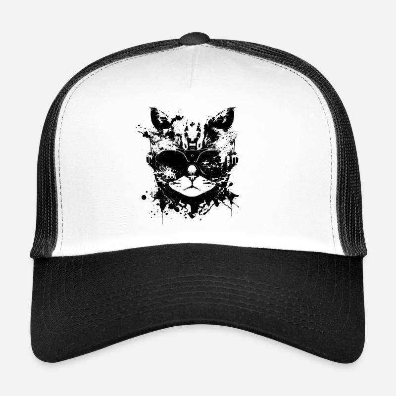 Cyberpunk Katze, Katzenkopf, Roboter, Cyborg Trucker Cap