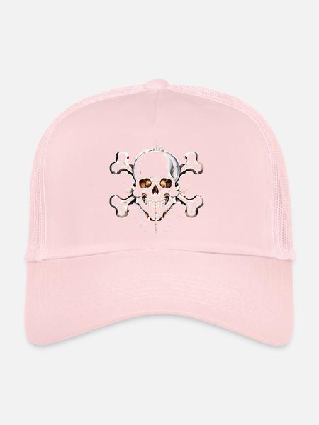 SKULL skull and bones - Trucker Cap - pale pink - Front
