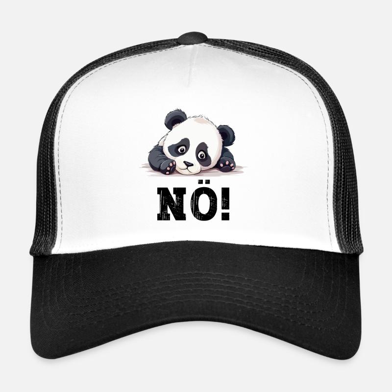 Nö Einfach Nö No Nein Panda Bär Süß Lustig Spruch - Trucker Cap - Weiß/Schwarz