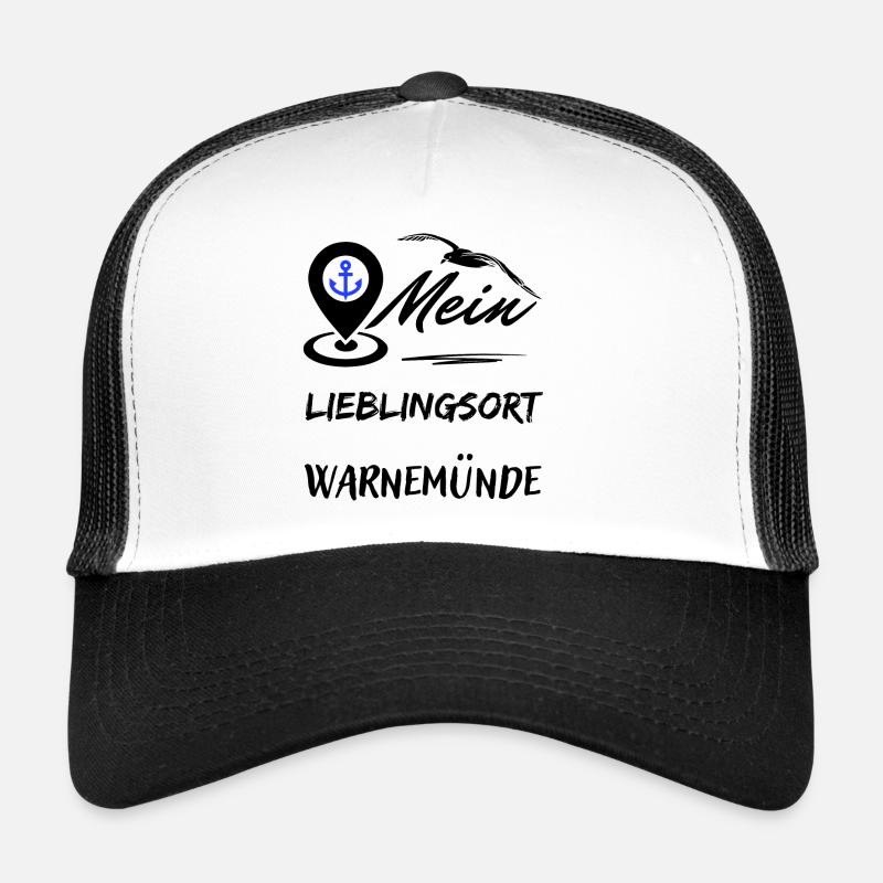 Lieblingsort Warnemünde-Ostseebad Warnemünde - Trucker Cap - Weiß/Schwarz