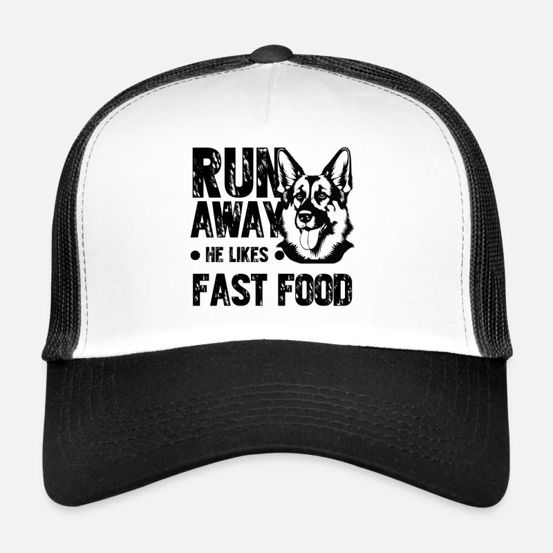 Lauf weg, er mag Fast Food - Trucker Cap - Weiß/Schwarz