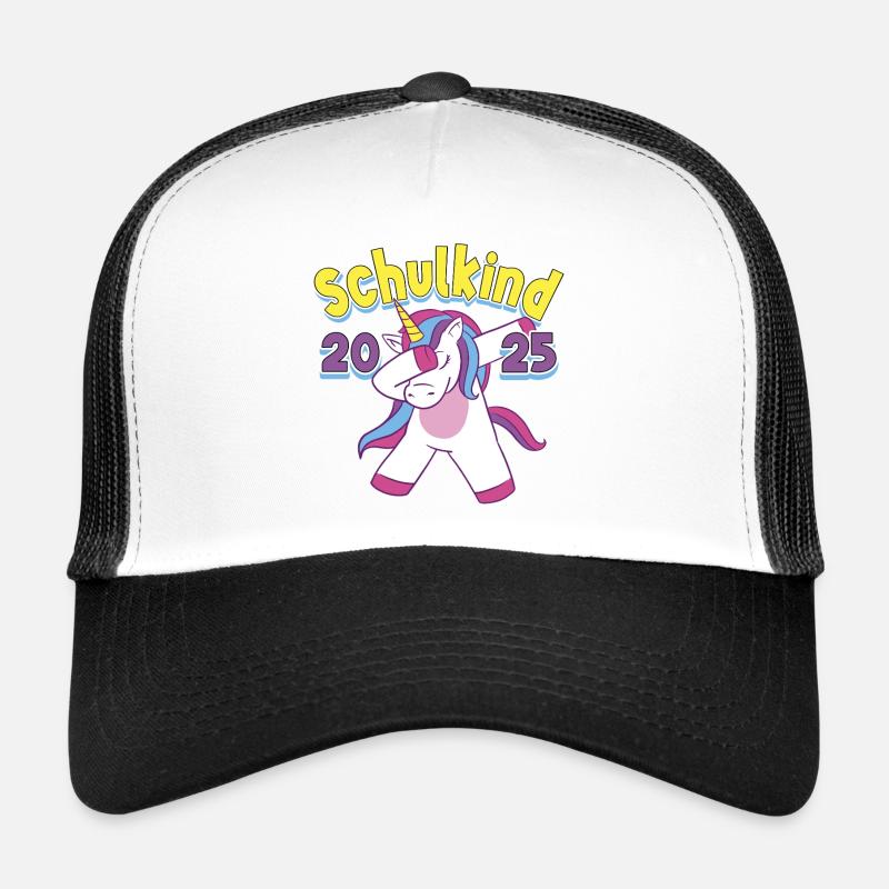 Schulkind 2025 Einhorn Einschulung Schule Schüler - Trucker Cap - Weiß/Schwarz