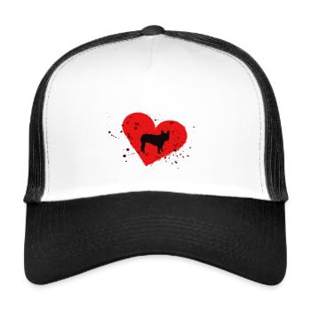 Frenchie, Bully, Bouledogue français, Cadeau - Casquette trucker  - blanc/noir - Devant