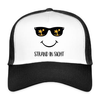 Strand in Sicht - Trucker Cap - Weiß/Schwarz - Vorne
