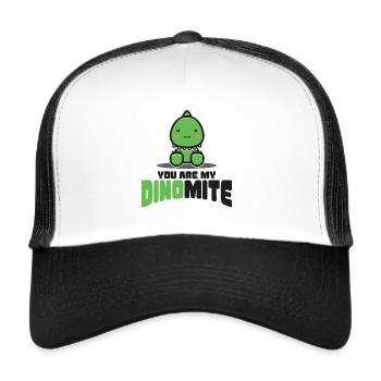 Dino dinosaure préhistorique Trex carnivore - Casquette trucker  - blanc/noir - Devant