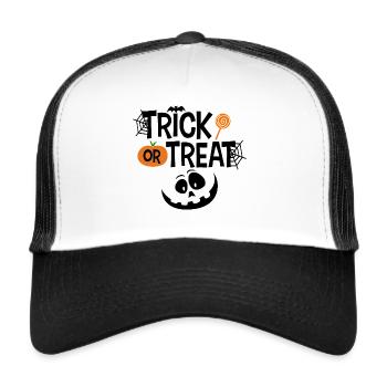 Trick or Treat Halloween Face Pumpkin - Trucker Cap - white/black - Front