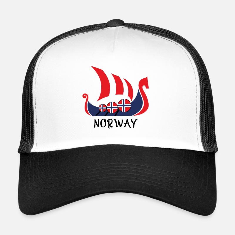Wikingerschiff Norway Geschenk - Trucker Cap - Weiß/Schwarz