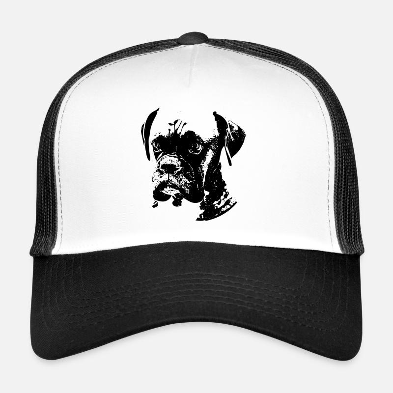 Deutscher Boxer Hunderasse Geschenk - Trucker Cap - Weiß/Schwarz