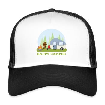 Cadeau caravane camping car - Casquette trucker  - blanc/noir - Devant