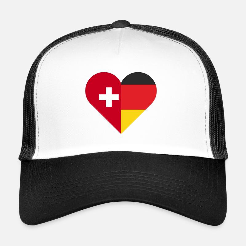 Deutschland Schweiz Herz Geschenk - Trucker Cap - Weiß/Schwarz
