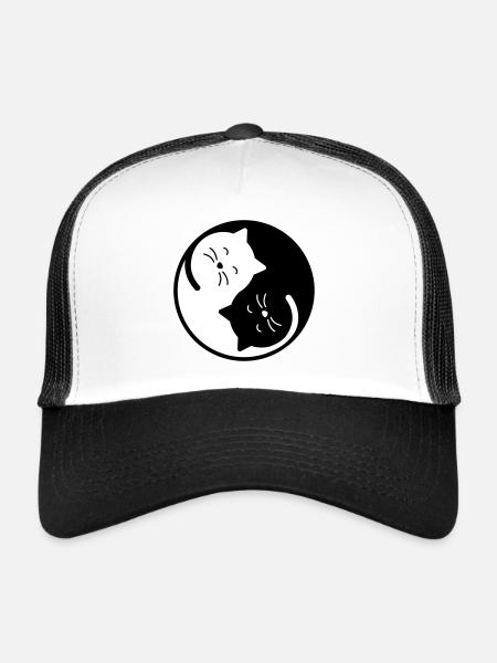 chat - Casquette trucker  - blanc/noir - Devant