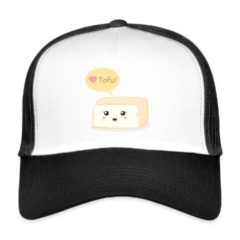 Love Tofu, Cute Food Doodle - Trucker Cap - white/black - Front