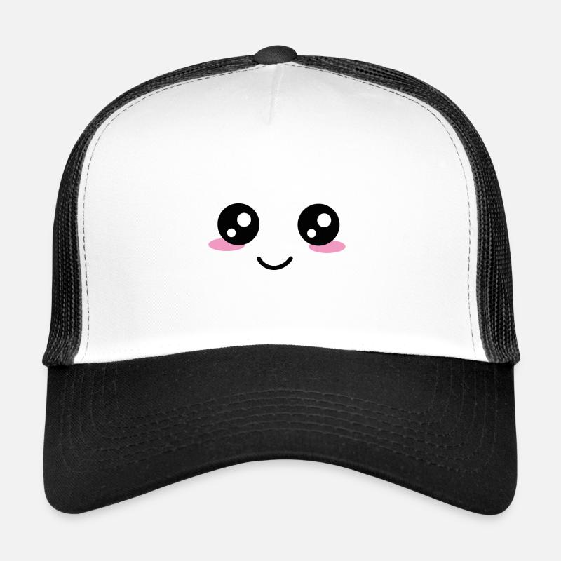 Kawaii face eyes - Trucker Cap - white/black