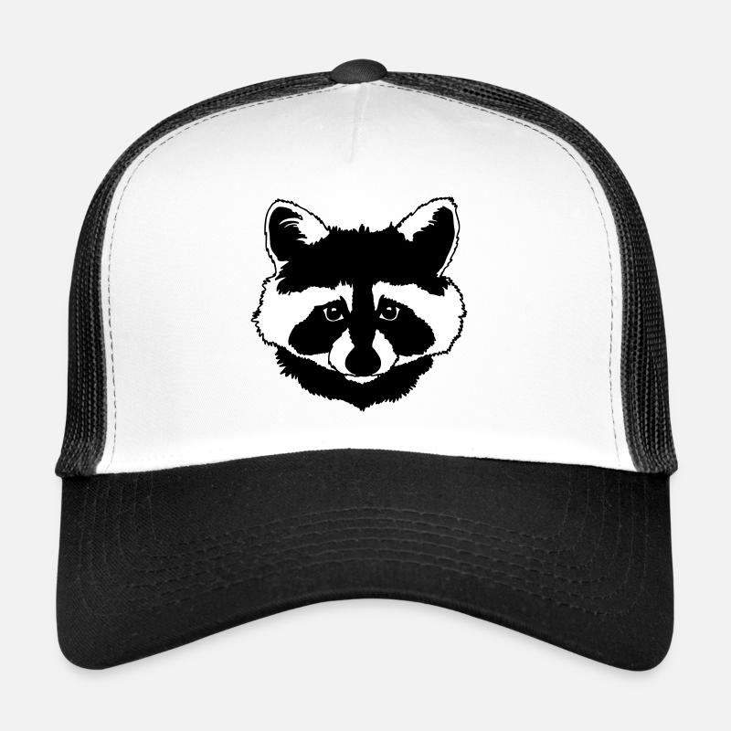 Tête de raton laveur noir et blanc Casquette trucker 