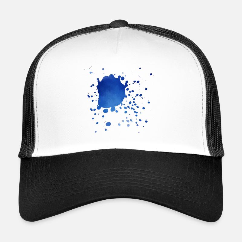 Kleckse in Blau - Trucker Cap - Weiß/Schwarz