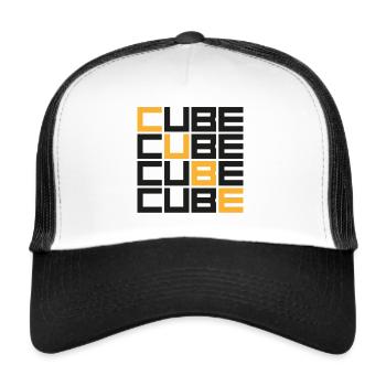 CUBE x 4. Cubing-Cube-Cuber-Speedcubing - Trucker Cap - white/black - Front