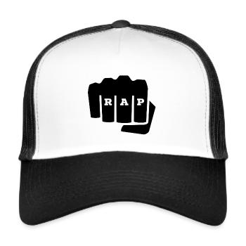 rap rappeur music musique rap poing - Casquette trucker  - blanc/noir - Devant