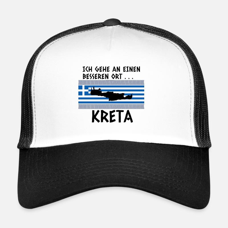Kreta Spruch Griechenland Urlaub - Trucker Cap - Weiß/Schwarz