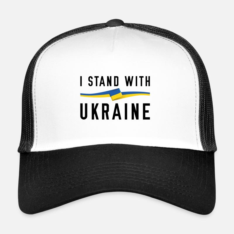 Ich stehe an der Seite der Ukraine - Trucker Cap - Weiß/Schwarz