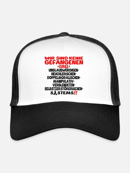 Wir sind keine Gefangenen - Trucker Cap - Weiß/Schwarz - Vorne
